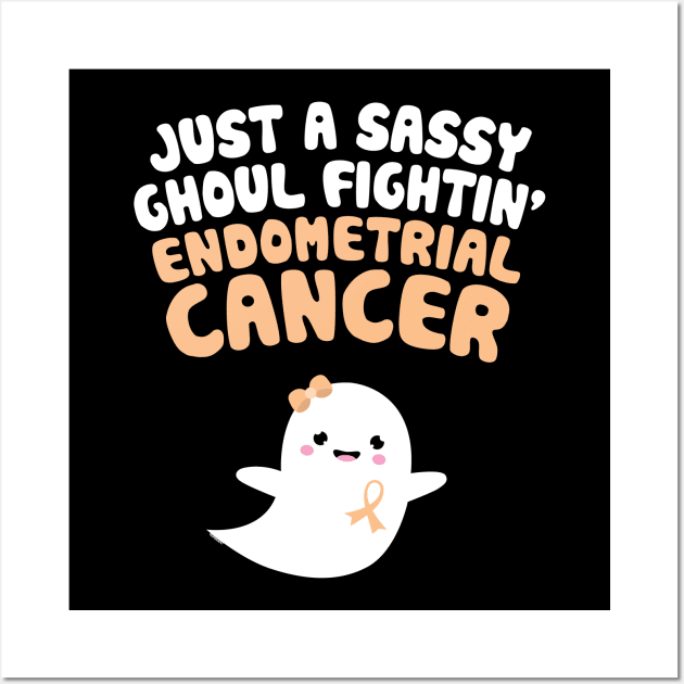 Sassy Ghoul Fighting Endometrial Cancer Halloween Cute Ghost Wall Art by jomadado